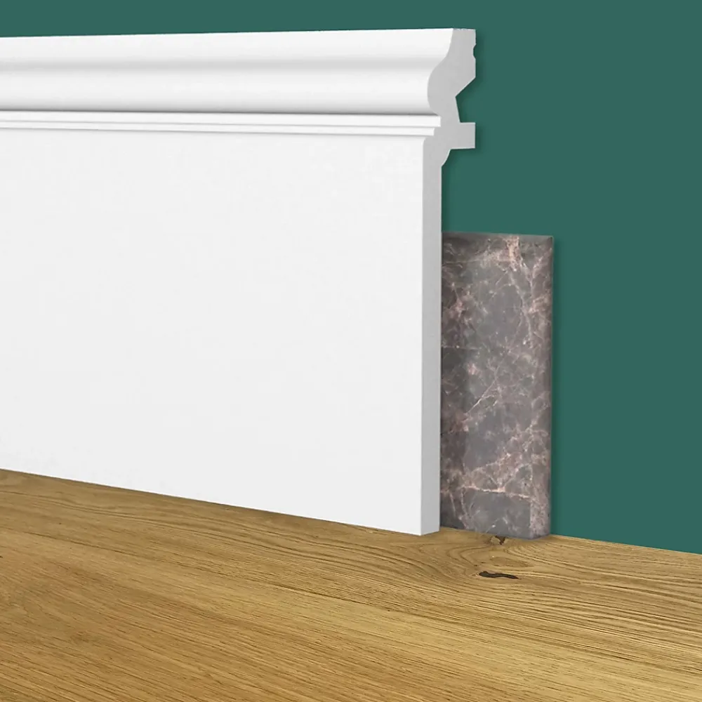 Eternal Parquet Plinthe DUCALE Alto WHITE 138x22mm en polymère effet marbre - Polystructured (prix au mètre)- Plinthe Bois|Plinthe Bois