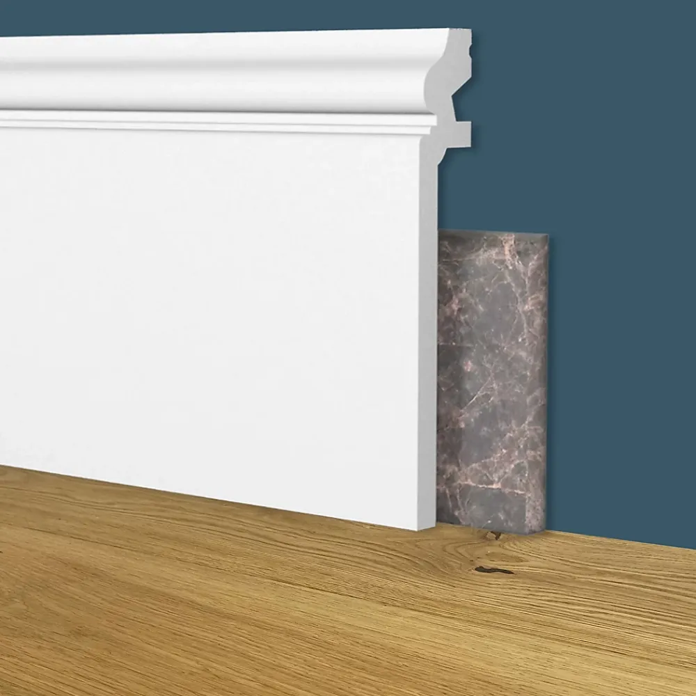 Eternal Parquet Plinthe DUCALE Alto WHITE 138x22mm en polymère effet marbre - Polystructured (prix au mètre)- Plinthe Bois|Plinthe Bois