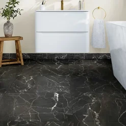 GoodHome Plinthe Pour Carrelage Sol<Plinthe en carrelage effet marbre anthracite brillant L.60,8 x l.7 cm x ép.8,5 mm, Aruma