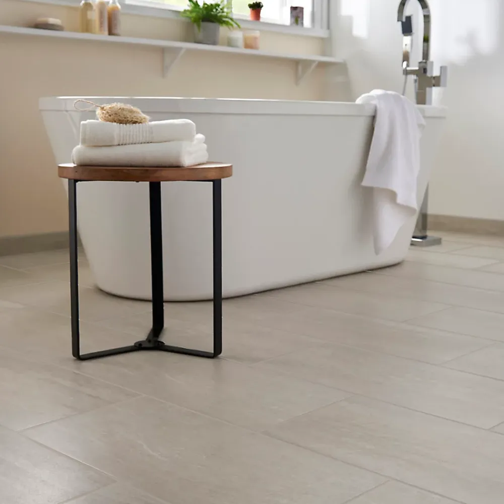 GoodHome Plinthe en carrelage ivoire effet pierre L.60 x l.8 cm x ép.8 mm, Soft Travertin- Plinthe Pour Carrelage Sol