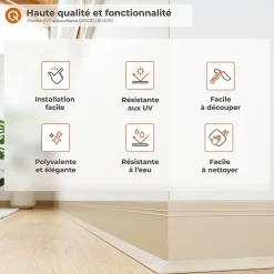 Quest Plinthe en PVC autocollante, plinthe flexible DEKOR, 70x20mm, noir, 70x20 mm, 10 m- Plinthe Pour Sol En Vinyle Et Pvc