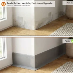 Quest Plinthe en PVC autocollante, plinthe flexible DEKOR, 70x20mm, noir, 70x20 mm, 10 m- Plinthe Pour Sol En Vinyle Et Pvc