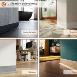 Quest Plinthe en PVC autocollante, plinthe flexible DEKOR, 70x20mm, noir, 70x20 mm, 10 m- Plinthe Pour Sol En Vinyle Et Pvc