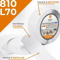 Quest Plinthe Pour Sol En Vinyle Et Pvc<Plinthe en PVC Flexible 70x20mm, 5m, Plinthe Souple et Élastique pour Finitions et Surfaces de Jonction, blanc