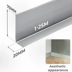 Quest Plinthe Pour Sol En Vinyle Et Pvc<Plinthe en PVC Flexible 70x20mm, 1m, Plinthe Souple et Élastique pour Finitions et Surfaces de Jonction, noir