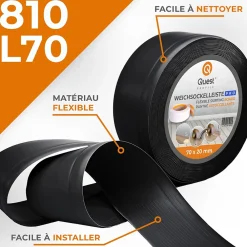 Quest Plinthe Pour Sol En Vinyle Et Pvc<Plinthe en PVC Flexible 70x20mm, 5m, Plinthe Souple et Élastique pour Finitions et Surfaces de Jonction, noir