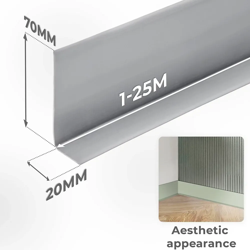 Quest Plinthe Pour Sol En Vinyle Et Pvc<Plinthe en PVC Flexible 70x20mm, 5m, Plinthe Souple et Élastique pour Finitions et Surfaces de Jonction, noir