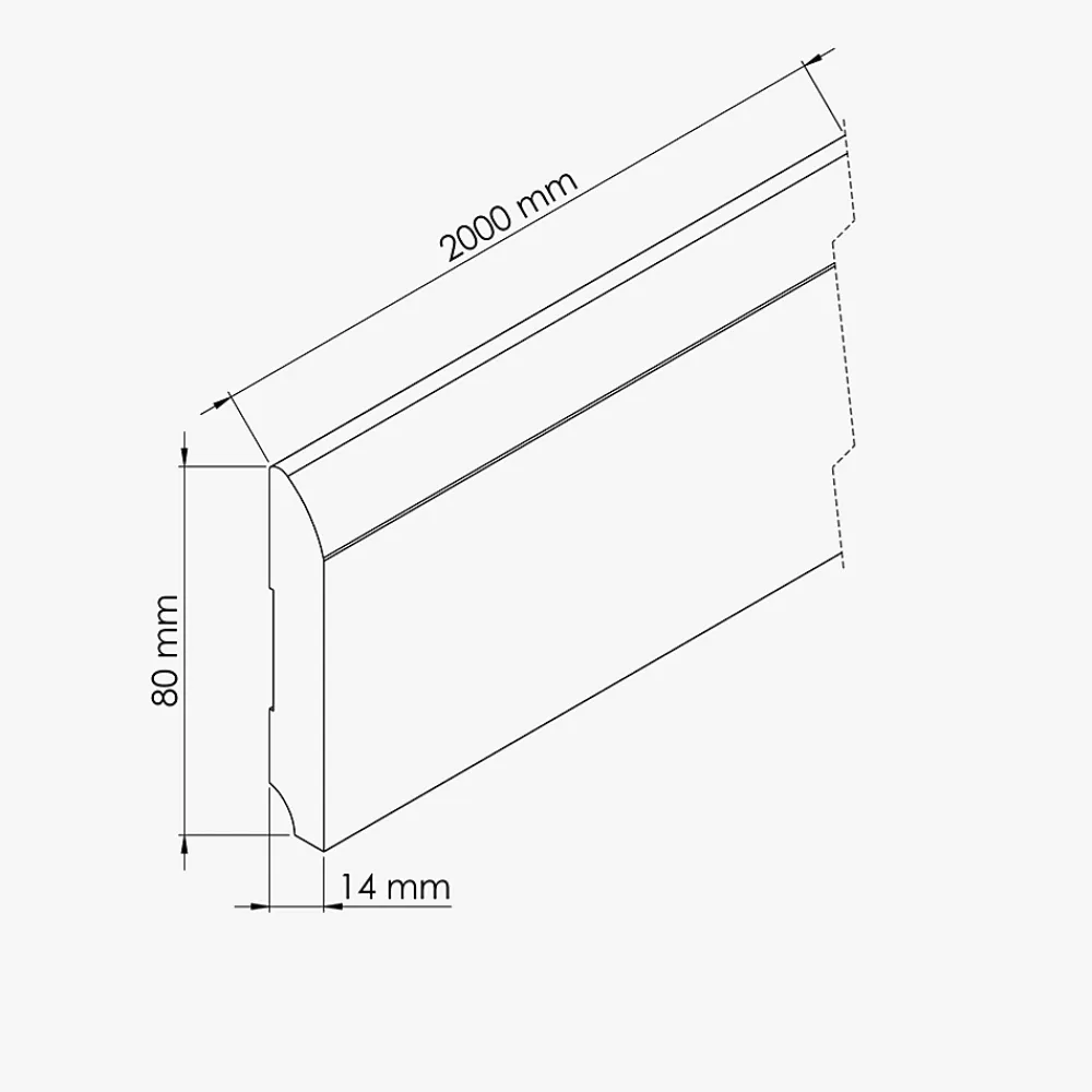 Tecnoprofils Plinthe MDF 2 m - Chêne Français - Lot de 5 - 80 x 14 mm, Lot de 5- Plinthe Bois|Plinthe Bois