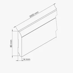 Tecnoprofils Plinthe MDF 2 m - Frêne Clair - Lot de 5 - 80 x 14 mm- Plinthe Bois|Plinthe Bois