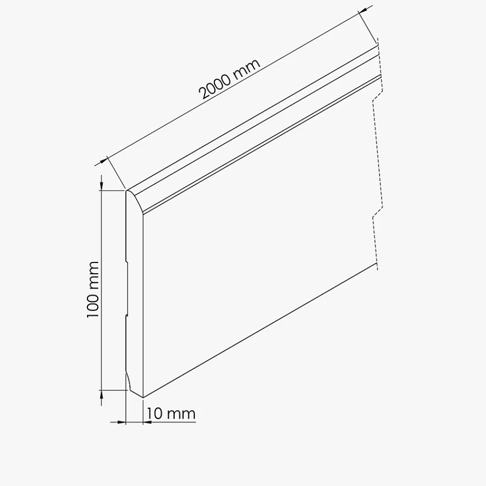 Tecnoprofils Plinthe MDF 2 m - Pin blanc - Lot de 5 - 100 x 10 mm- Plinthe Bois|Plinthe Bois