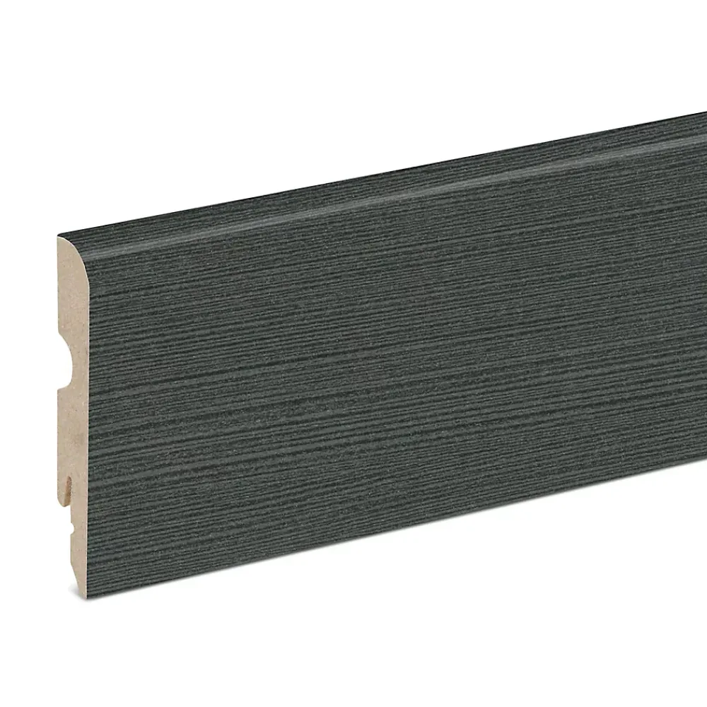 GoodHome Plinthe MDF 220 x 8 cm Décor 115 noir effet chêne (vendue à la pièce)- Plinthe Pour Parquet Et Stratifié