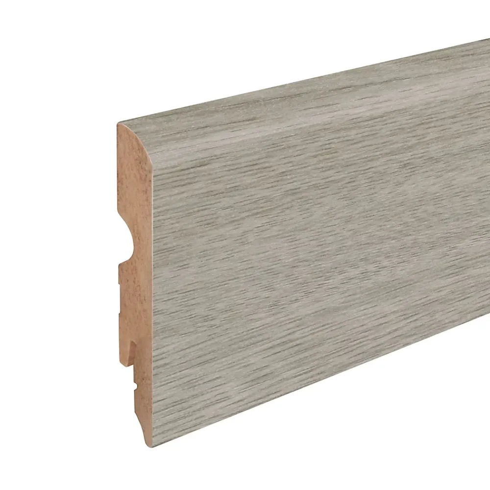 GoodHome Plinthe MDF arrondie, effet chêne grisé , décor 7, H.8 cm x L.220 cm x ép.13 mm (vendue à la pièce)- Plinthe Pour Parquet Et Stratifié