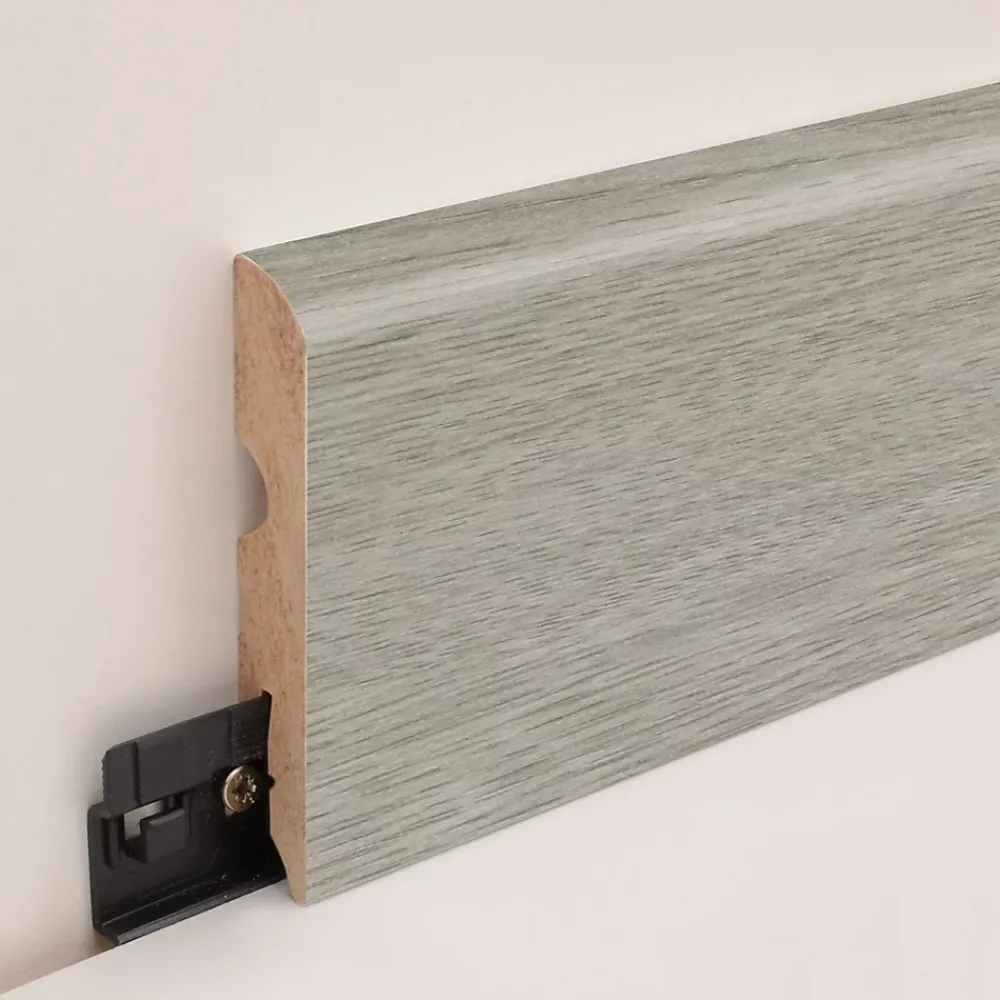 GoodHome Plinthe MDF arrondie, effet chêne grisé , décor 7, H.8 cm x L.220 cm x ép.13 mm (vendue à la pièce)- Plinthe Pour Parquet Et Stratifié