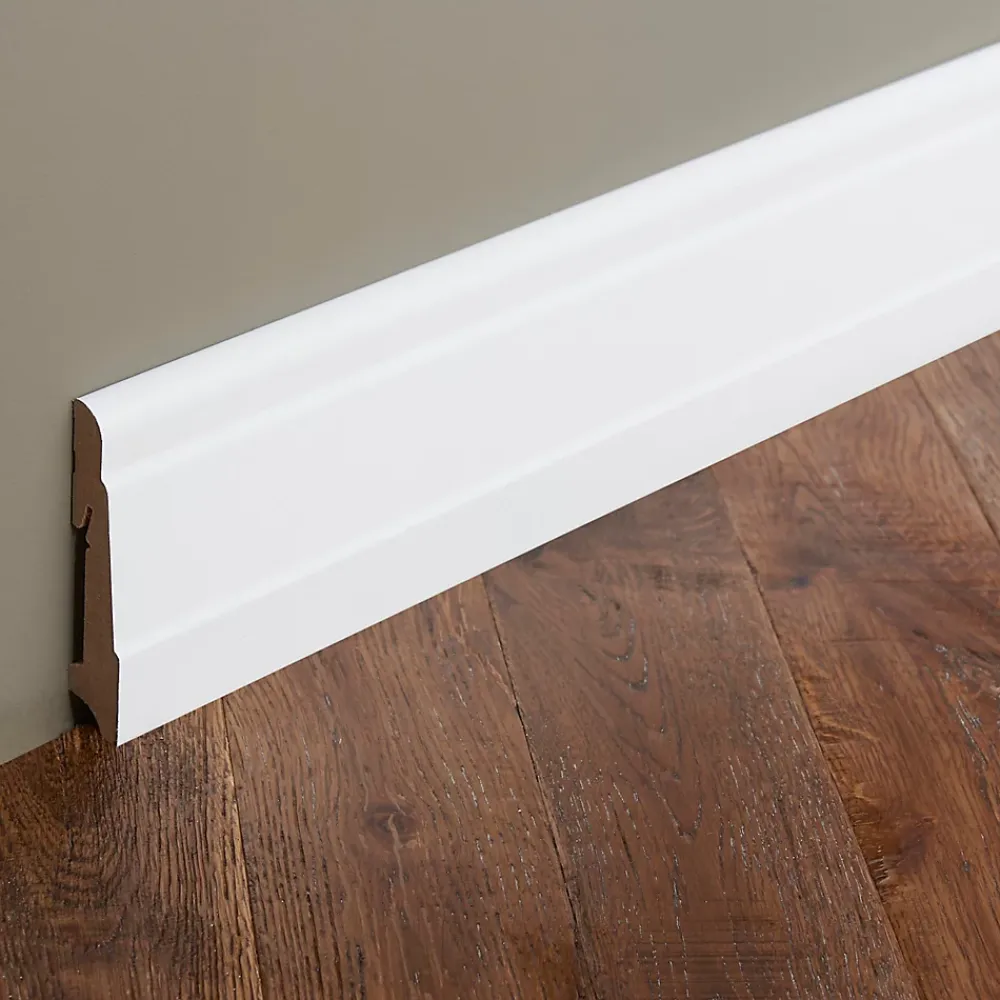 GoodHome Plinthe Pour Parquet Et Stratifié<Plinthe MDF Blanc art déco 220 x 10 cm Décor 10 (vendue à la pièce)