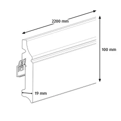 GoodHome Plinthe MDF Blanc 220 x 10 cm Décor 10 (vendue à la pièce)- Plinthe Pour Parquet Et Stratifié