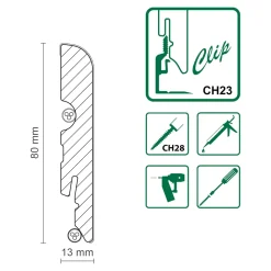 GoodHome Plinthe Bois|Plinthe Bois<Plinthe MDF, effet chêne brun , décor 175, H.8 cm x L.220 cm, résistant à l'eau (vendue à la pièce)