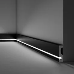 Noel & Marquet Plinthe NMC WALLSTYL IL11 BLACK Moulure décorative Moulure en stuc Éclairage indirect- Plinthe Pour Parquet Et Stratifié