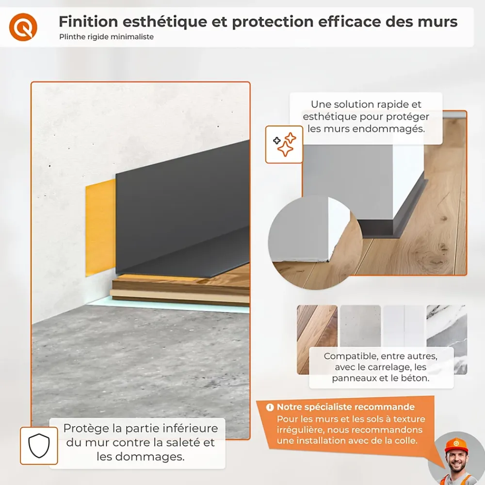 Quest Plinthe Pour Sol En Vinyle Et Pvc<Plinthe PVC rigide 50x20 mm, Plinthe murale autocollante, decorative, 200 cm, marron