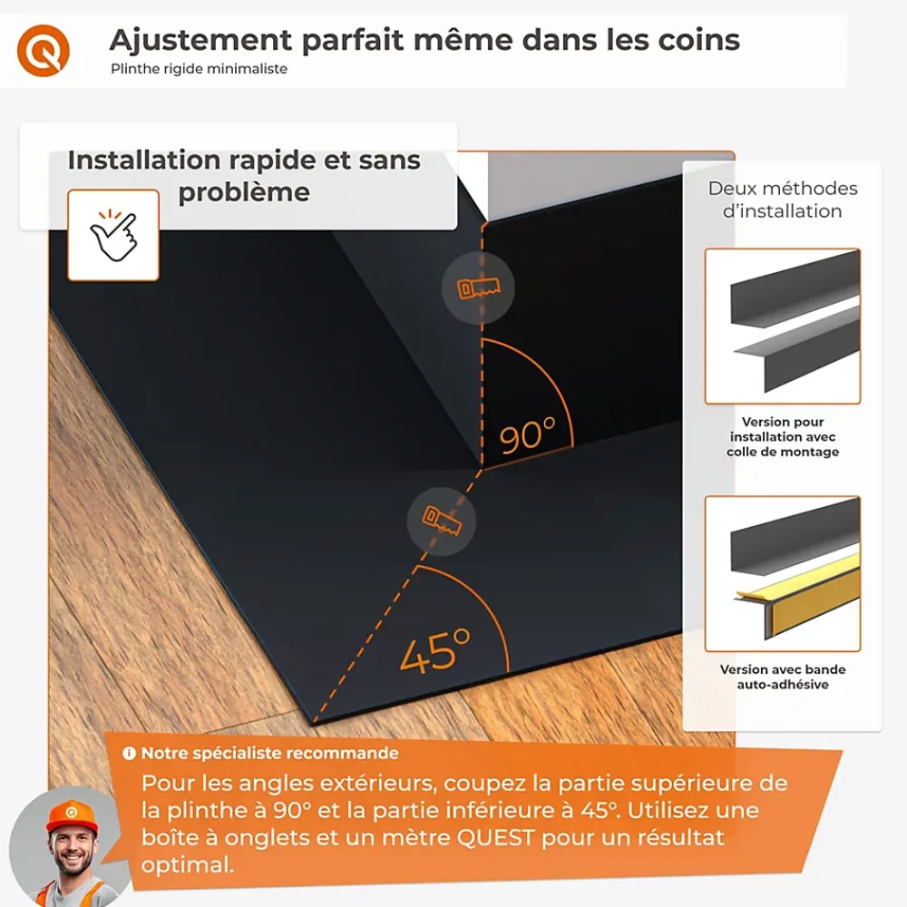 Quest Plinthe Pour Sol En Vinyle Et Pvc<Plinthe PVC rigide 50x20 mm, Plinthe murale autocollante, decorative, 200 cm, marron