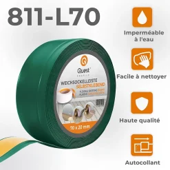 Quest Plinthe Pour Sol En Vinyle Et Pvc<Plinthe Souple Auto-Adhésive en PVC 70x20mm, 1m, Bande Flexible, Facile à Installer, Adaptée à Toutes Surfaces, vert