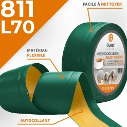 Quest Plinthe Pour Sol En Vinyle Et Pvc<Plinthe Souple Auto-Adhésive en PVC 70x20mm, 1m, Bande Flexible, Facile à Installer, Adaptée à Toutes Surfaces, vert
