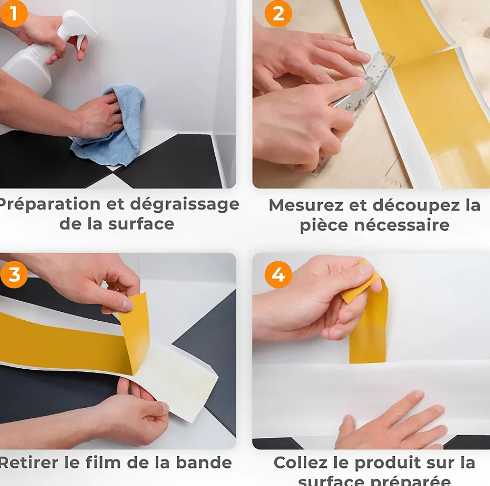 Quest Plinthe Pour Sol En Vinyle Et Pvc<Plinthe Souple Auto-Adhésive en PVC 100x25mm, 5m, Bande Flexible, Facile à Installer, Adaptée à Toutes Surface, gris