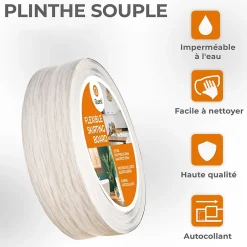Quest Plinthe Souple Auto-Adhésive en PVC 50x20mm, 10m, Bande Flexible, Facile à Installer, sur Toutes les Surfaces, bouleau- Plinthe Pour Sol En Vinyle Et Pvc