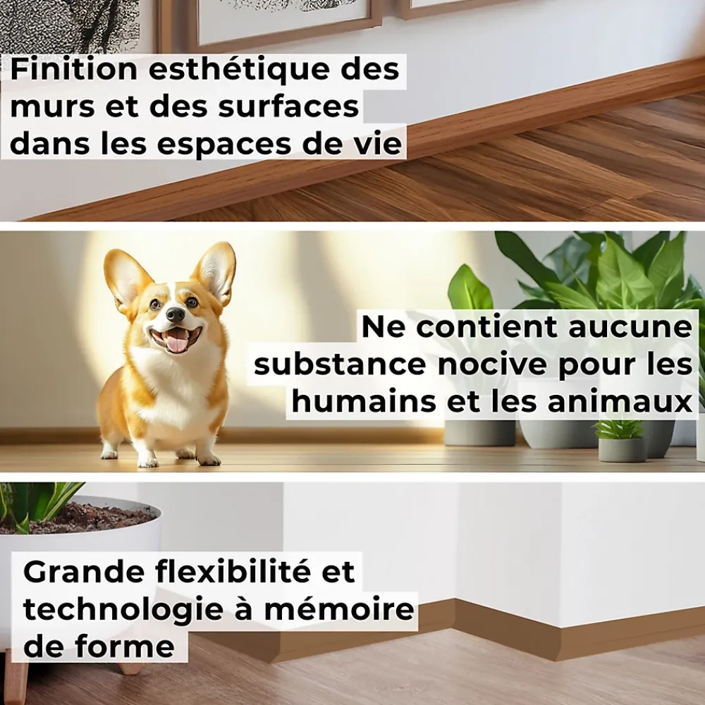 Quest Plinthe Souple Auto-Adhésive en PVC 50x20mm, 20m, Bande Flexible, Facile à Installer, sur Toutes les Surfaces, sablonneux- Plinthe Pour Sol En Vinyle Et Pvc
