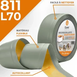 Quest Plinthe Souple Auto-Adhésive en PVC 70x20mm, 1m, Bande Flexible, Facile à Installer, Adaptée à Toutes Surfaces, vert clair- Plinthe Pour Sol En Vinyle Et Pvc