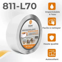 Quest Plinthe Souple Auto-Adhésive en PVC 70x20mm, 1m, Bande Flexible, Facile à Installer, Adaptée à Toutes Surfaces, blanc- Plinthe Pour Sol En Vinyle Et Pvc