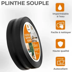 Quest Plinthe Souple Auto-Adhésive en PVC 50x20mm, 25m, Bande Flexible, Facile à Installer, sur Toutes les Surfaces, noir- Plinthe Pour Sol En Vinyle Et Pvc
