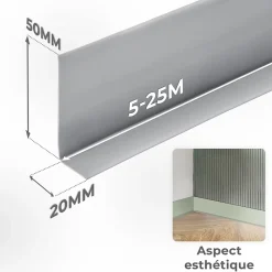 Quest Plinthe Souple Auto-Adhésive en PVC 50x20mm, 25m, Bande Flexible, Facile à Installer, sur Toutes les Surfaces, noir- Plinthe Pour Sol En Vinyle Et Pvc