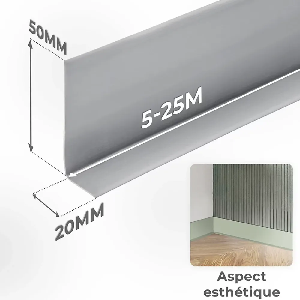 Quest Plinthe Souple Auto-Adhésive en PVC 50x20mm, 25m, Bande Flexible, Facile à Installer, sur Toutes les Surfaces, noir- Plinthe Pour Sol En Vinyle Et Pvc