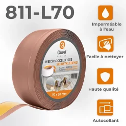 Quest Plinthe Pour Sol En Vinyle Et Pvc<Plinthe Souple Auto-Adhésive en PVC 70x20mm, 1m, Bande Flexible, Facile à Installer, Adaptée à Toutes Surfaces, brun clair