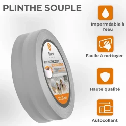 Quest Plinthe Souple Auto-Adhésive en PVC 32x23mm, 5m, Bande Flexible, Facile à Installer, sur Toutes les Surfaces, gris- Plinthe Pour Sol En Vinyle Et Pvc
