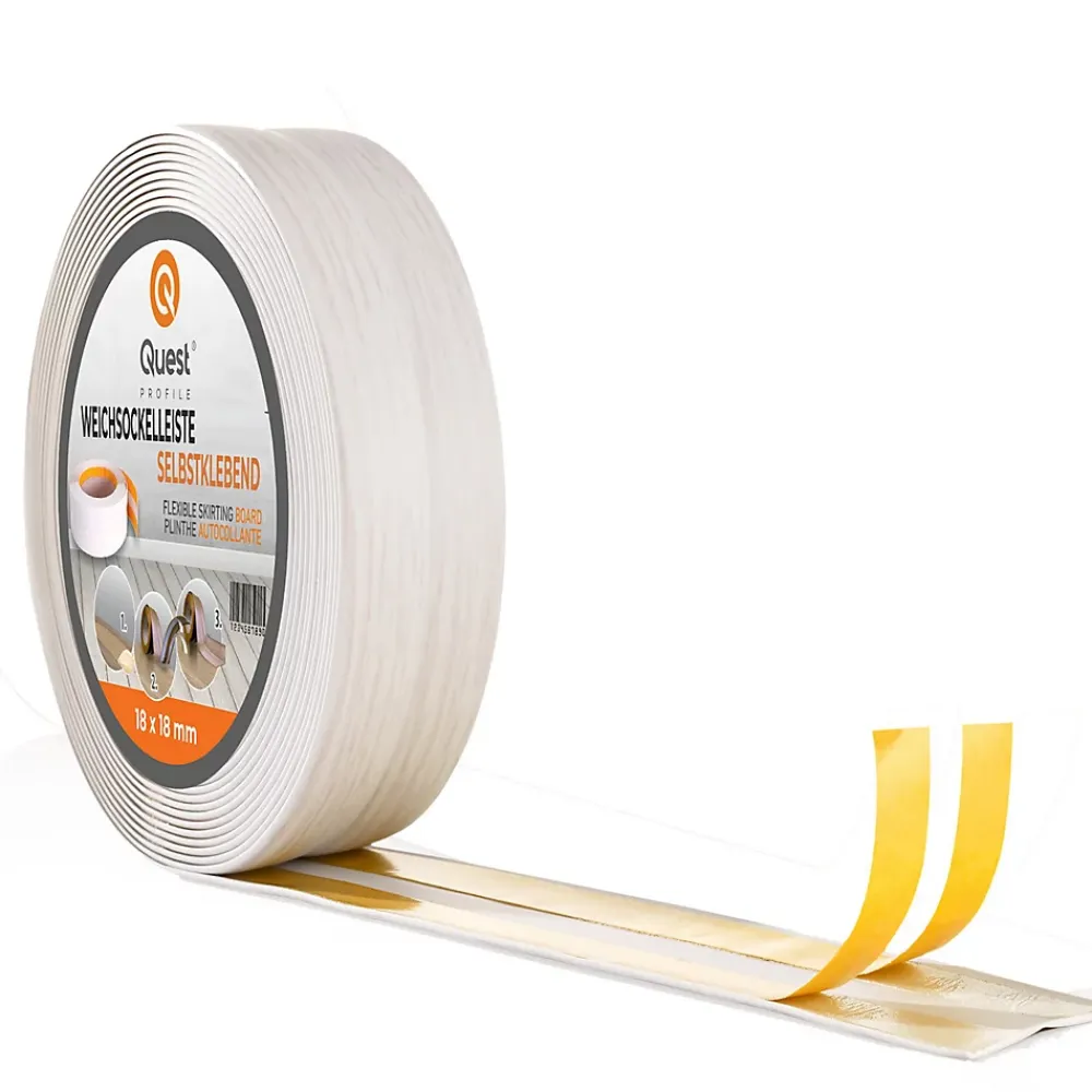 Quest Plinthe Pour Sol En Vinyle Et Pvc<Plinthe Souple Auto-Adhésive en PVC 25x25mm, 15m, Bande Élastique pour Finitions et Étanchéité des Jonctions, bouleau