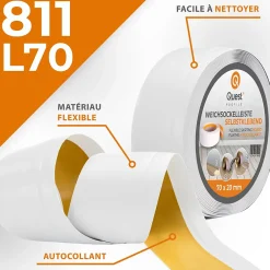 Quest Plinthe Pour Sol En Vinyle Et Pvc<Plinthe Souple Auto-Adhésive en PVC 70x20mm, 5m, Bande Flexible, Facile à Installer, Adaptée à Toutes Surfaces, blanc