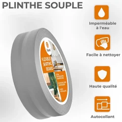 Quest Plinthe Souple Auto-Adhésive en PVC 50x20mm, 5m, Bande Flexible, Facile à Installer, sur Toutes les Surfaces, gris- Plinthe Pour Sol En Vinyle Et Pvc