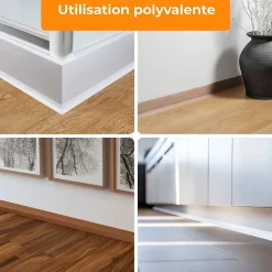 Quest Plinthe Souple Auto-Adhésive en PVC 50x20mm, 5m, Bande Flexible, Facile à Installer, sur Toutes les Surfaces, gris- Plinthe Pour Sol En Vinyle Et Pvc