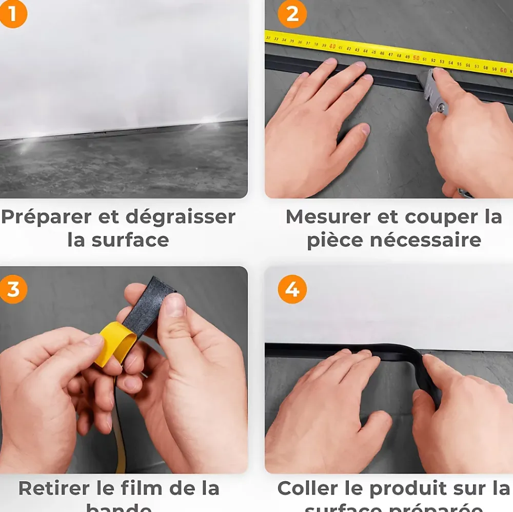 Quest Plinthe Souple Auto-Adhésive en PVC 50x20mm, 5m, Bande Flexible, Facile à Installer, sur Toutes les Surfaces, graphite- Plinthe Pour Sol En Vinyle Et Pvc