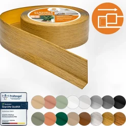 Quest Plinthe Souple Auto-Adhésive en PVC 50x20mm, 15m, Bande Flexible, Facile à Installer, sur Toutes les Surfaces, chêne- Plinthe Pour Sol En Vinyle Et Pvc
