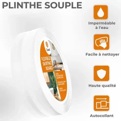 Quest Plinthe Souple Auto-Adhésive en PVC 50x20mm, 20m, Bande Flexible, Facile à Installer, sur Toutes les Surfaces, blanc- Plinthe Pour Sol En Vinyle Et Pvc