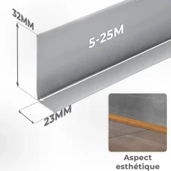 Quest Plinthe Souple Auto-Adhésive en PVC 32x23mm, 25m, Bande Flexible, Facile à Installer, sur Toutes les Surfaces, chêne rustique- Plinthe Pour Sol En Vinyle Et Pvc