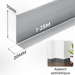 Quest Plinthe Pour Sol En Vinyle Et Pvc<Plinthe Souple Auto-Adhésive en PVC 70x20mm, 10m, Bande Flexible, Facile à Installer, Adaptée à Toutes Surface, brique