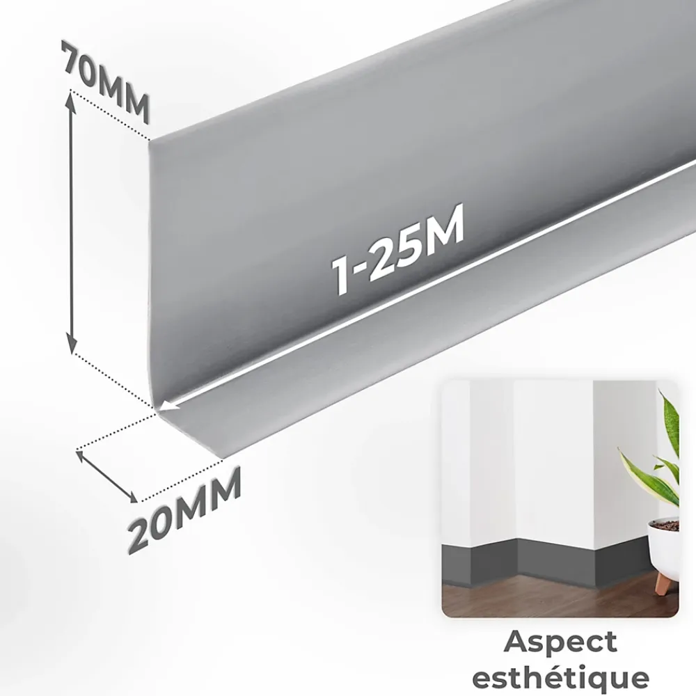 Quest Plinthe Pour Sol En Vinyle Et Pvc<Plinthe Souple Auto-Adhésive en PVC 70x20mm, 10m, Bande Flexible, Facile à Installer, Adaptée à Toutes Surface, brique