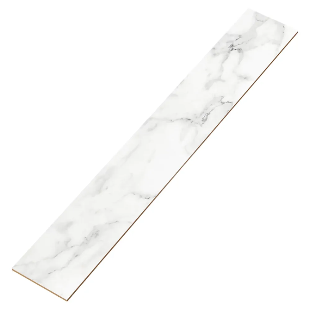 GoodHome Plinthe Pour Carrelage Sol<Plinthes en carrelage effet marbre blanc mat L.60 x l.7,5 cm x ép.8,5 mm, Aruma