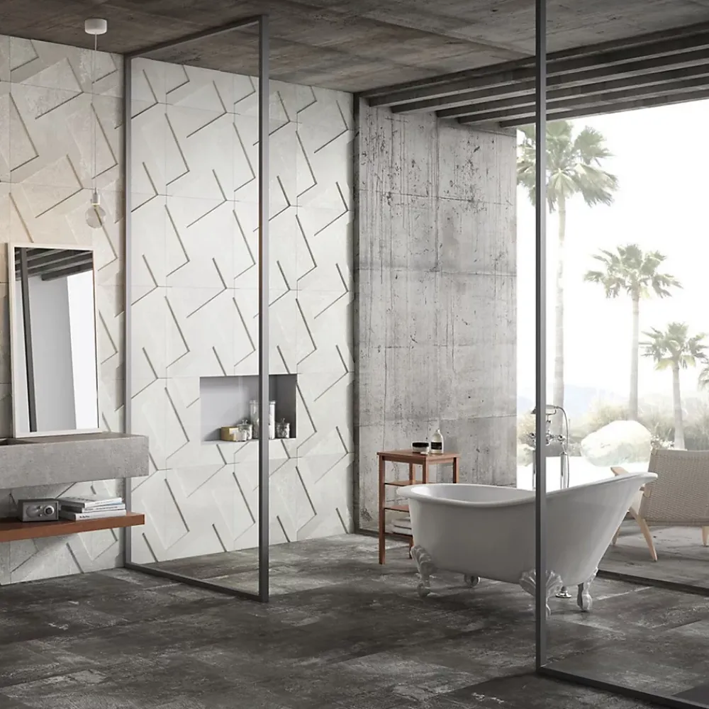 Gioia Materia Carrelage Sol Pour Wc|Carrelage Sol Uni<Plinthes pour Carrelage grès cérame effet métal Alchemy 7.0 - Blanc - Plinthe 60x7.5 cm boîte de 0.54 ml - Blanc