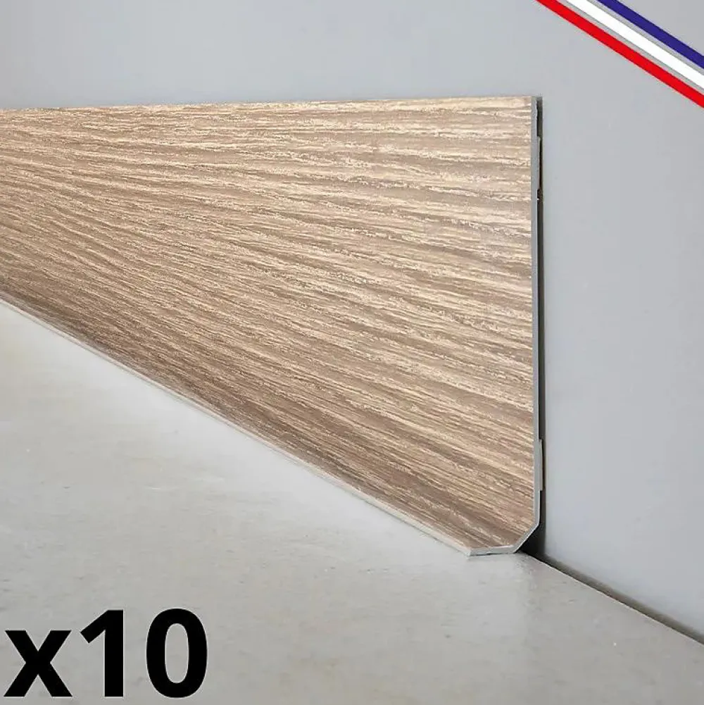 99Deco Plinthes PVC adhésives décoratives pour sol - Lot de 10 - 100x8 cm (10m) Beige - Effet Bois Chêne Brut- Plinthe Pour Sol En Vinyle Et Pvc