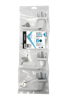 Acbat Poignée alu à clé blanc pour fenêtre L.125 mm vendue par 3 pièces- Poignée De Fenêtre