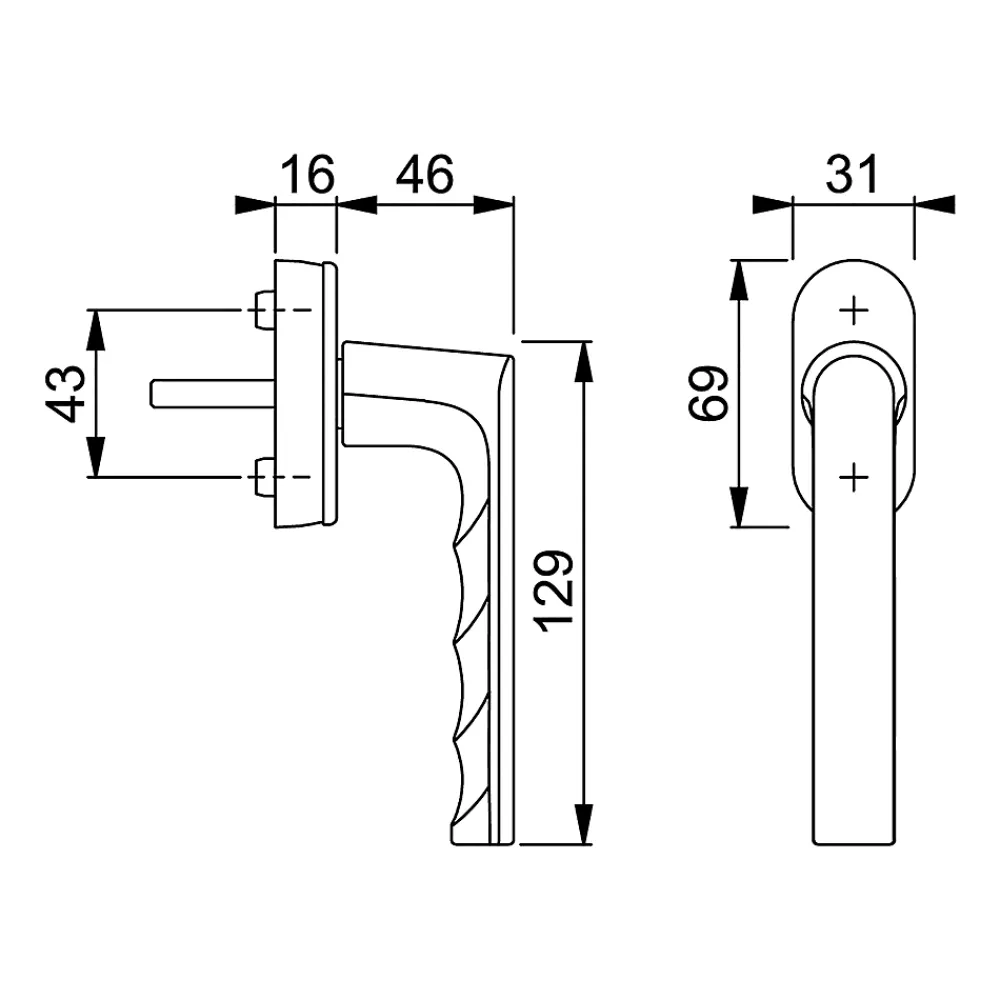 Acbat Poignée De Fenêtre<Poignée alu anodisé aspect inox Hamburg pour fenêtre L.129mm
